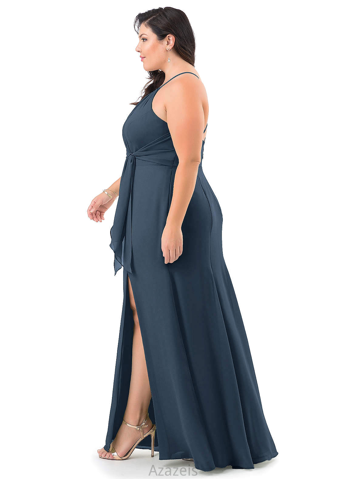 Adrienne Short Sleeves V-Neck A-Line/Princess Floor Length Natural Waist Bridesmaid Dresses