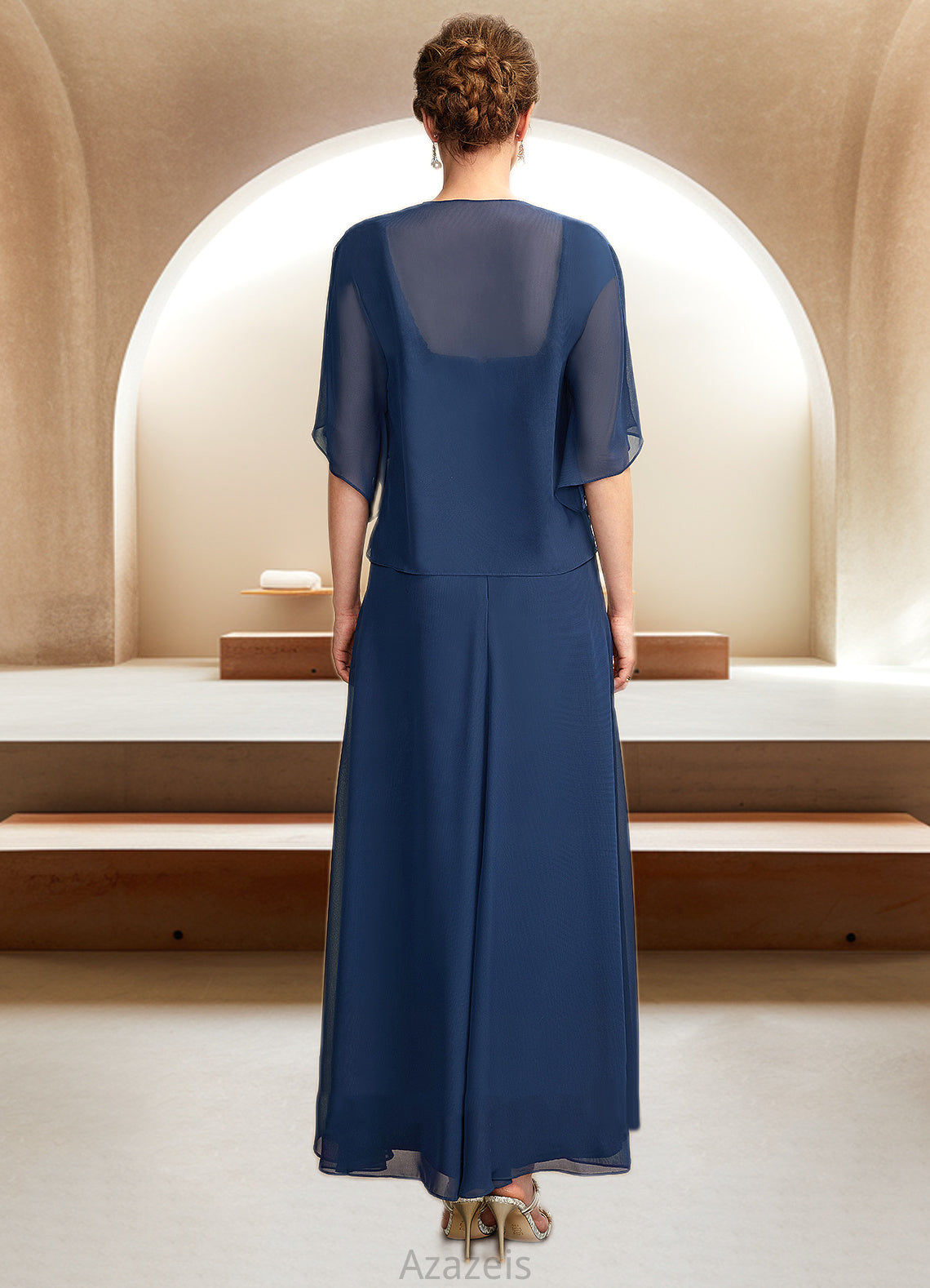 Lailah A-Line Square Neckline Asymmetrical Chiffon Lace Mother of the Bride Dress DF126P0015034