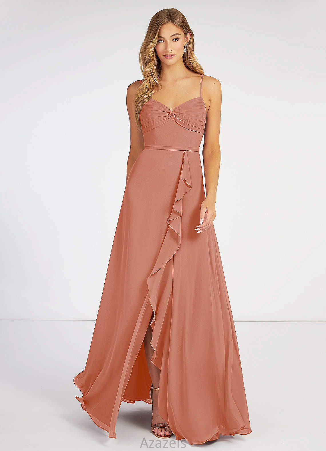 Allie Natural Waist A-Line/Princess Sleeveless Floor Length Bridesmaid Dresses
