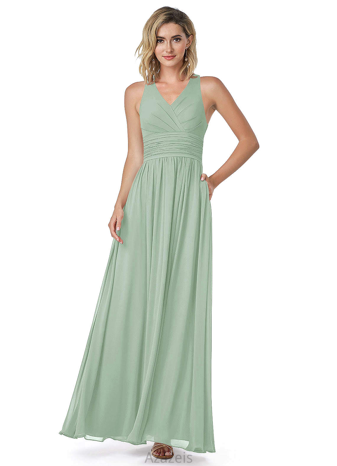 Livia Sleeveless Natural Waist A-Line/Princess Floor Length One Shoulder Bridesmaid Dresses