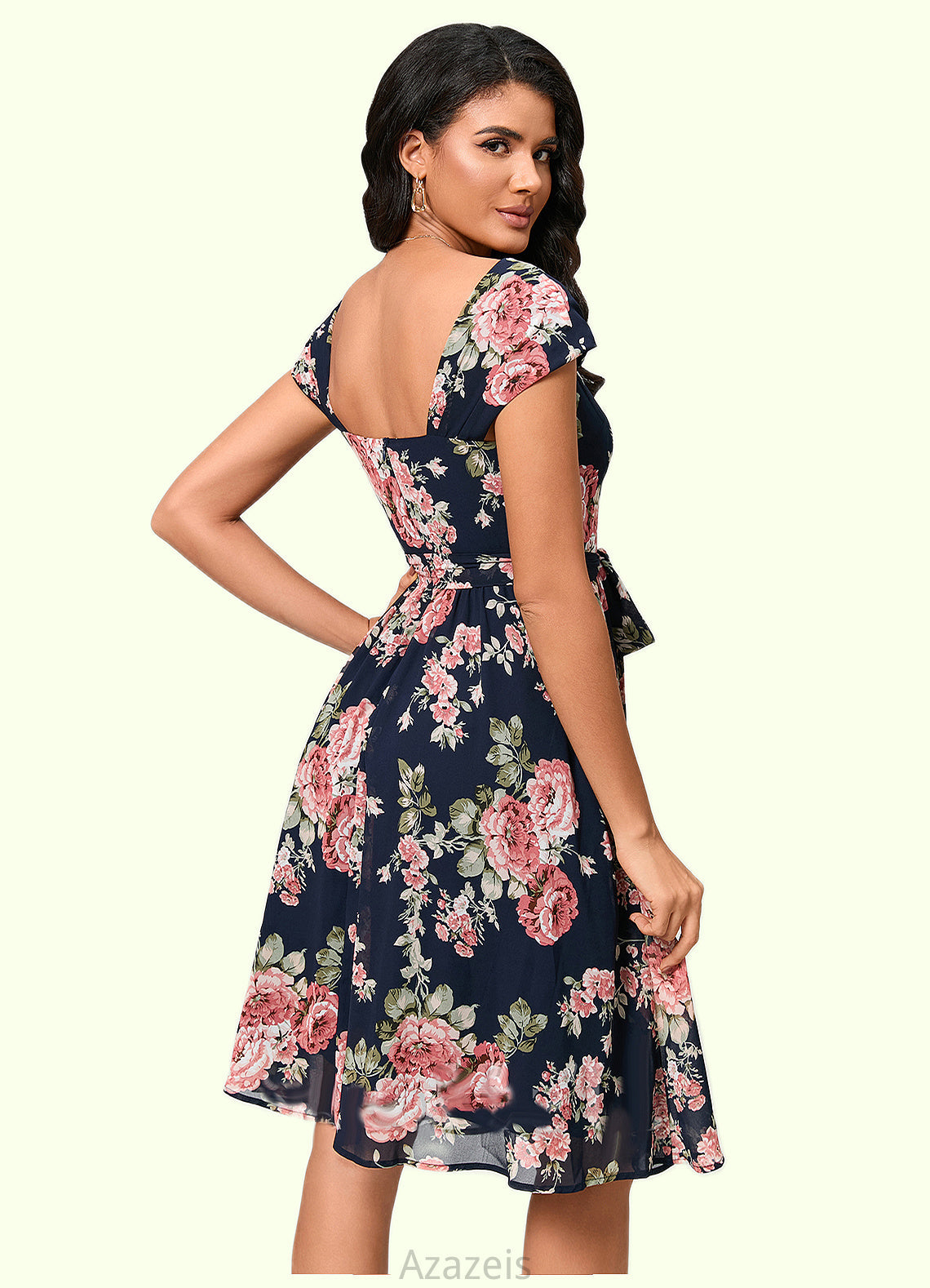 Amirah A-line Square Knee-Length Chiffon Cocktail Dress DFP0022458