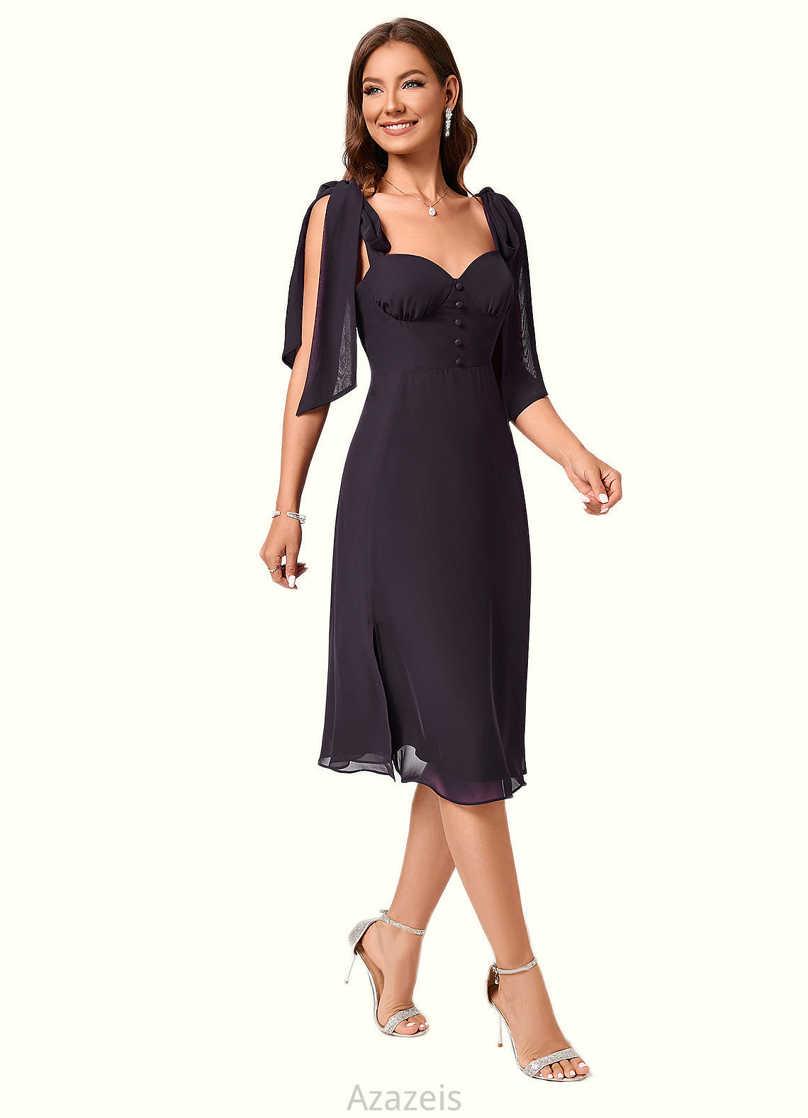 Kayley A-line Sweetheart Knee-Length Chiffon Cocktail Dress DFP0022500