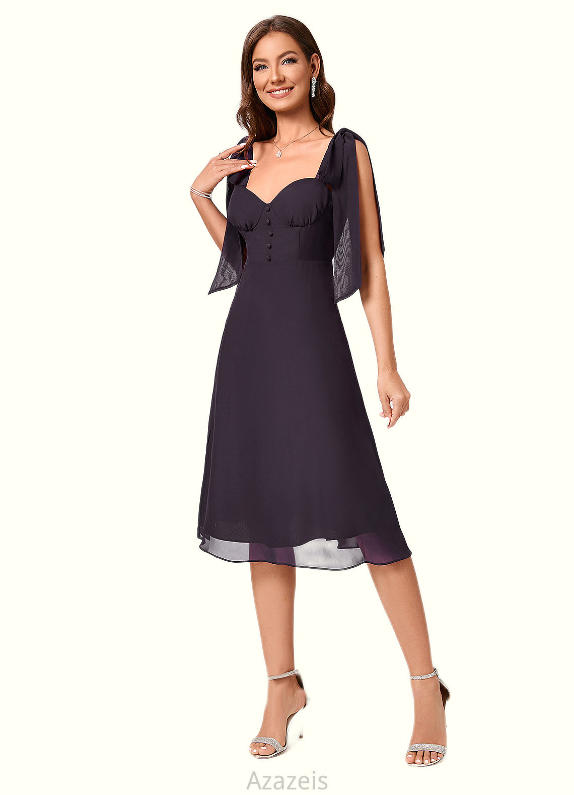 Kayley A-line Sweetheart Knee-Length Chiffon Cocktail Dress DFP0022500