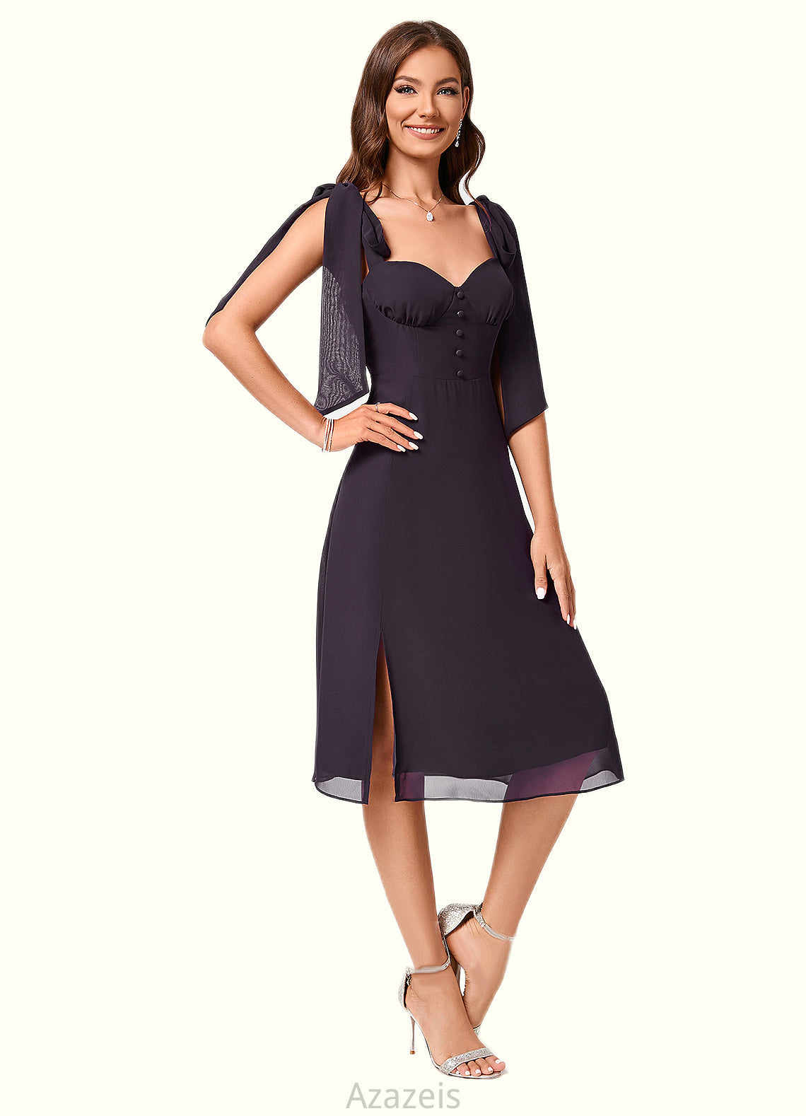 Kayley A-line Sweetheart Knee-Length Chiffon Cocktail Dress DFP0022500