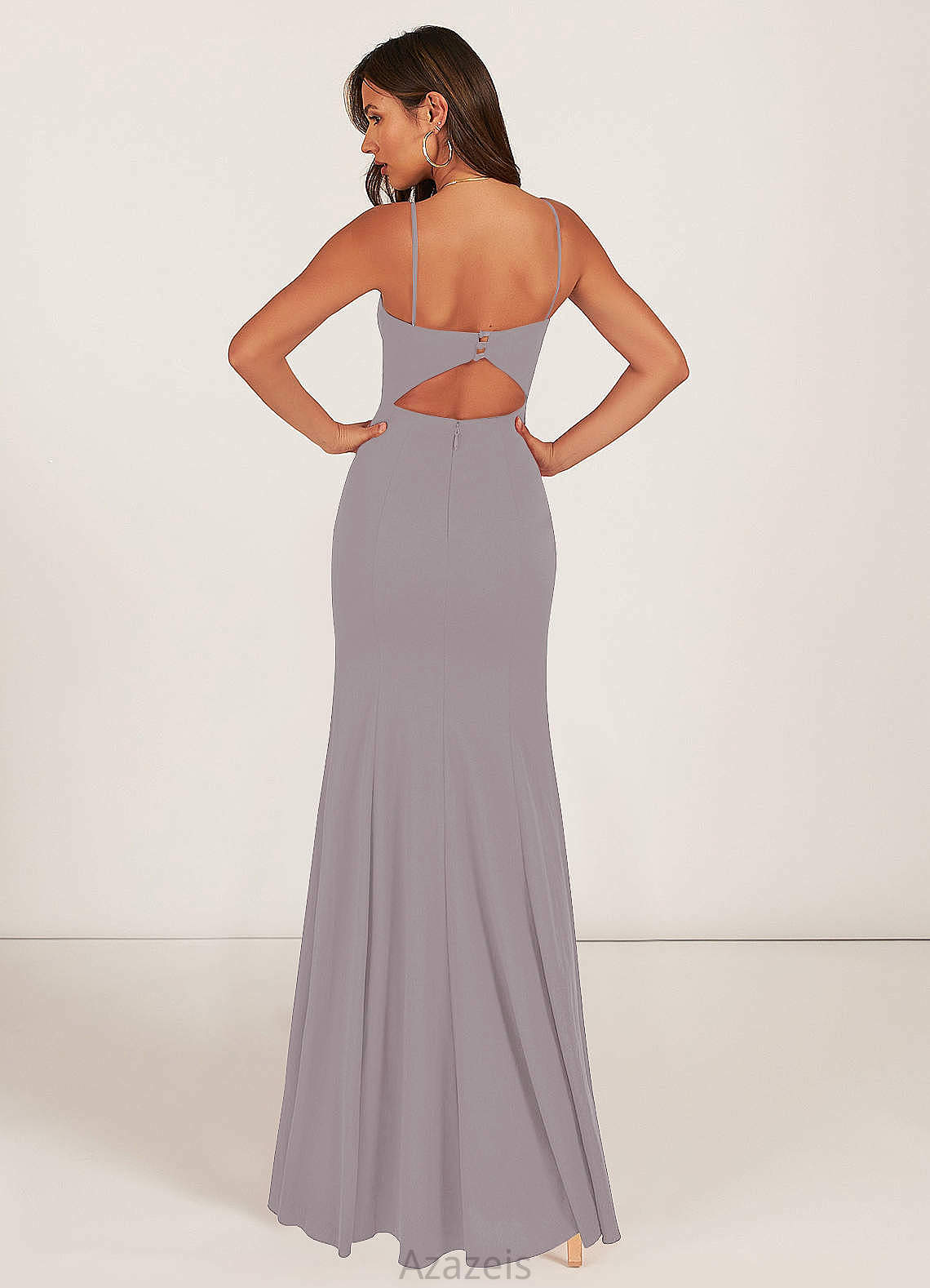 Lilian Floor Length A-Line/Princess Sleeveless Natural Waist V-Neck Bridesmaid Dresses