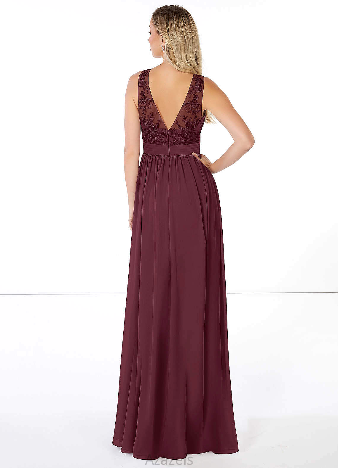 Cornelia Spaghetti Staps Natural Waist Floor Length Sleeveless Bridesmaid Dresses