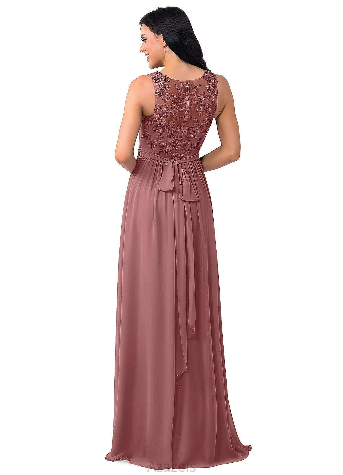 London Floor Length V-Neck Natural Waist A-Line/Princess Sleeveless Bridesmaid Dresses
