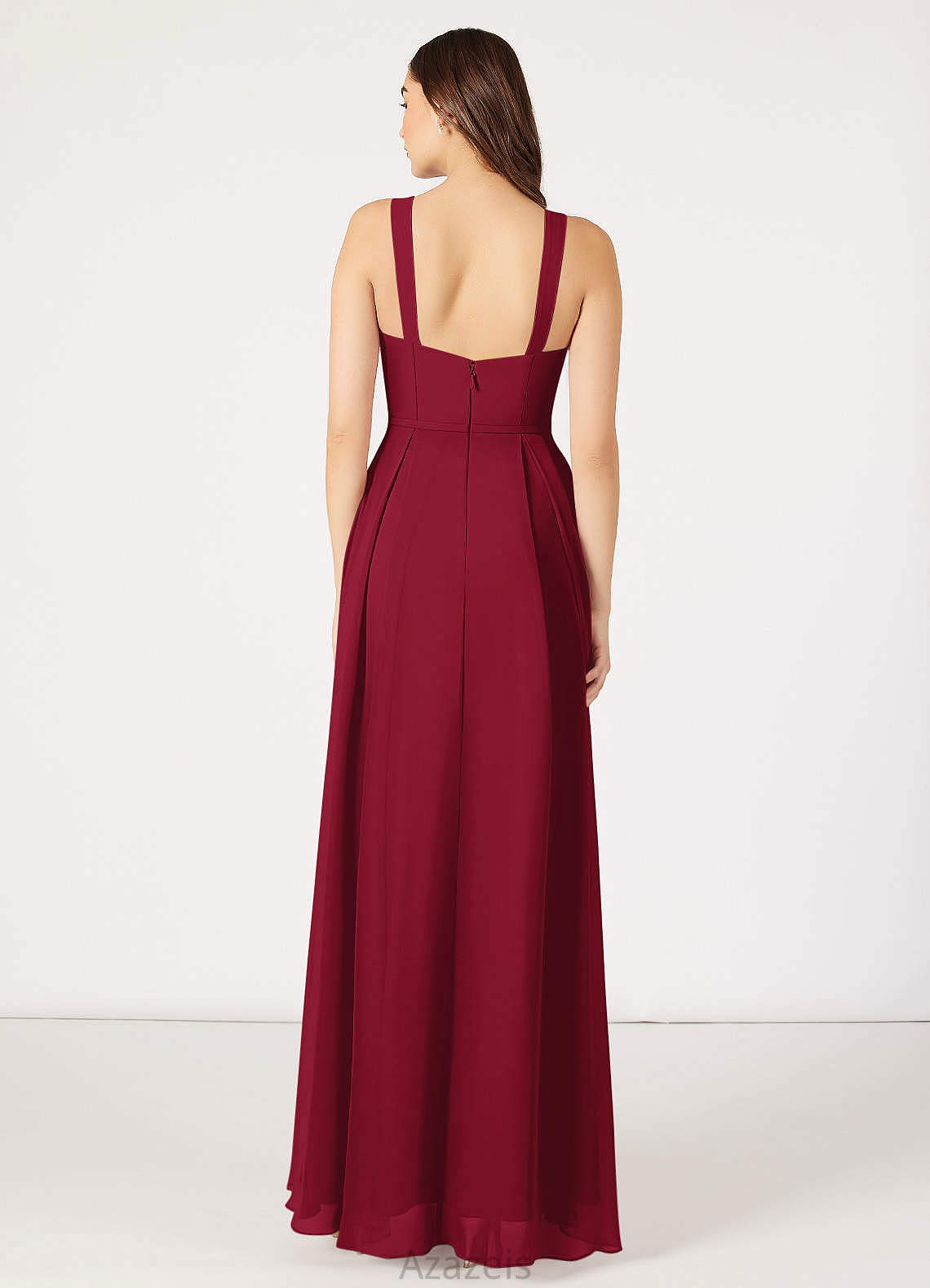 Johanna Sleeveless Spaghetti Staps Natural Waist A-Line/Princess Floor Length Bridesmaid Dresses