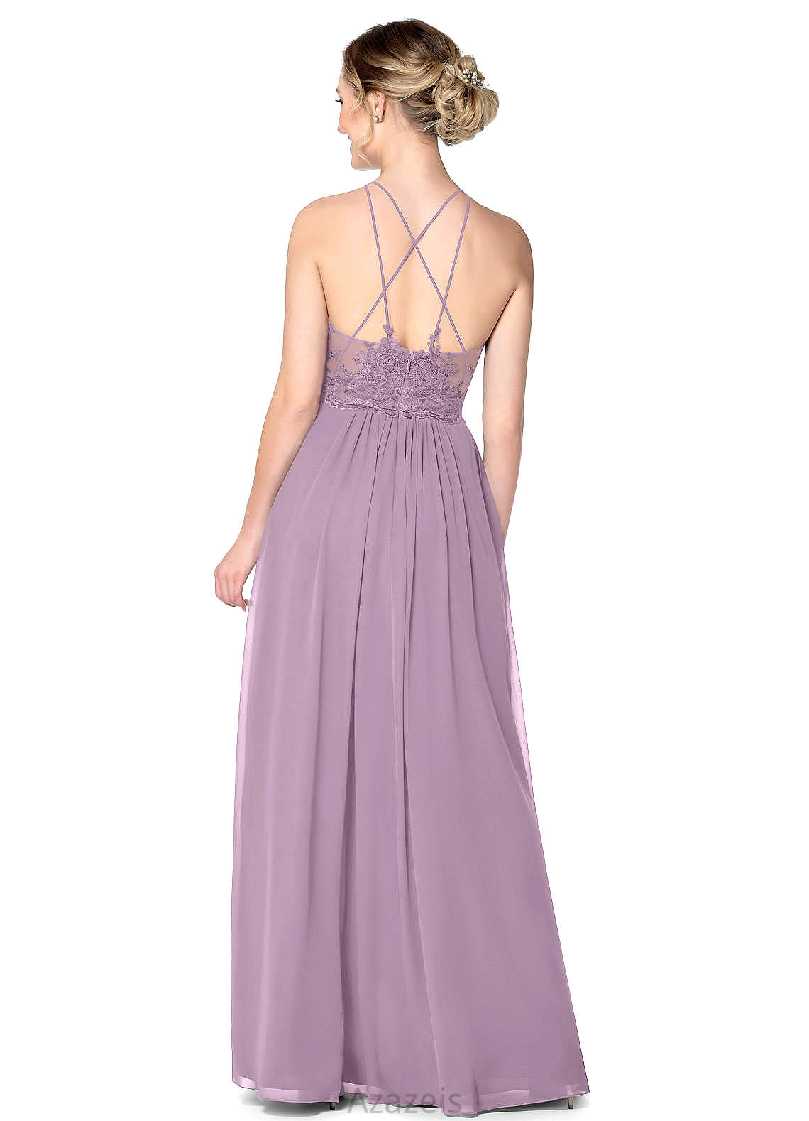 Gloria Sleeveless A-Line/Princess Spaghetti Staps Natural Waist Floor Length Bridesmaid Dresses