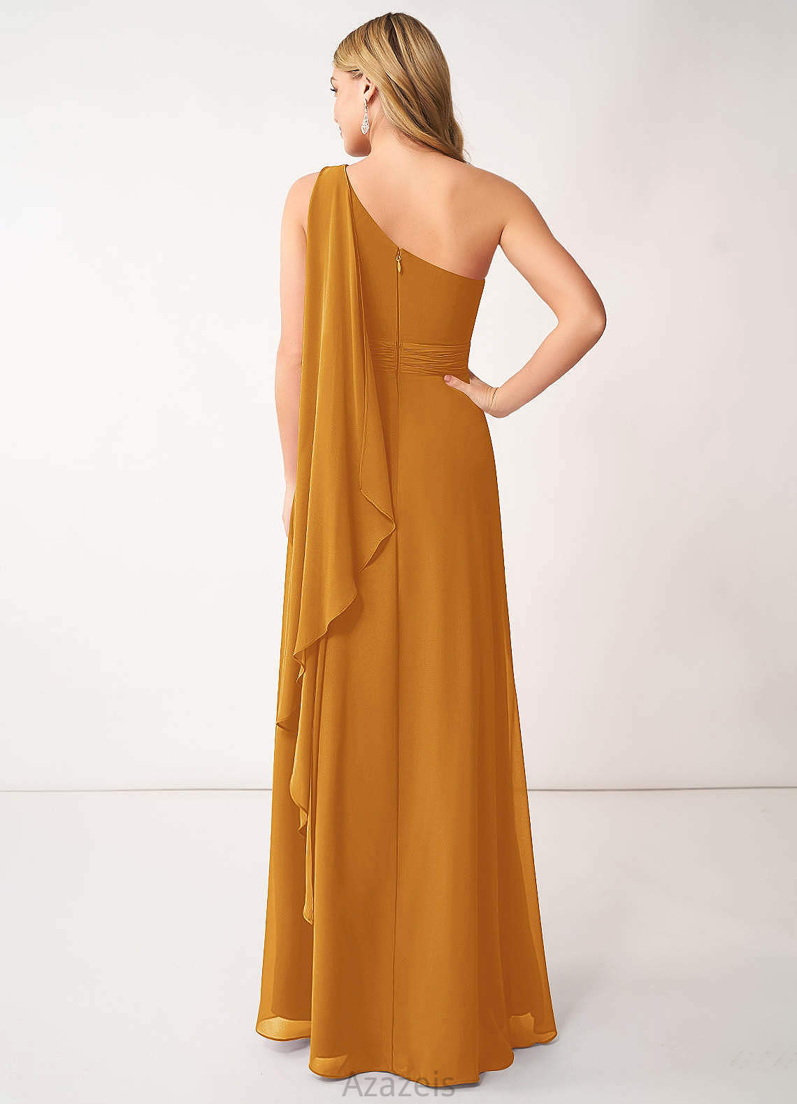 Abbey A-Line/Princess Floor Length One Shoulder Sleeveless Natural Waist Bridesmaid Dresses