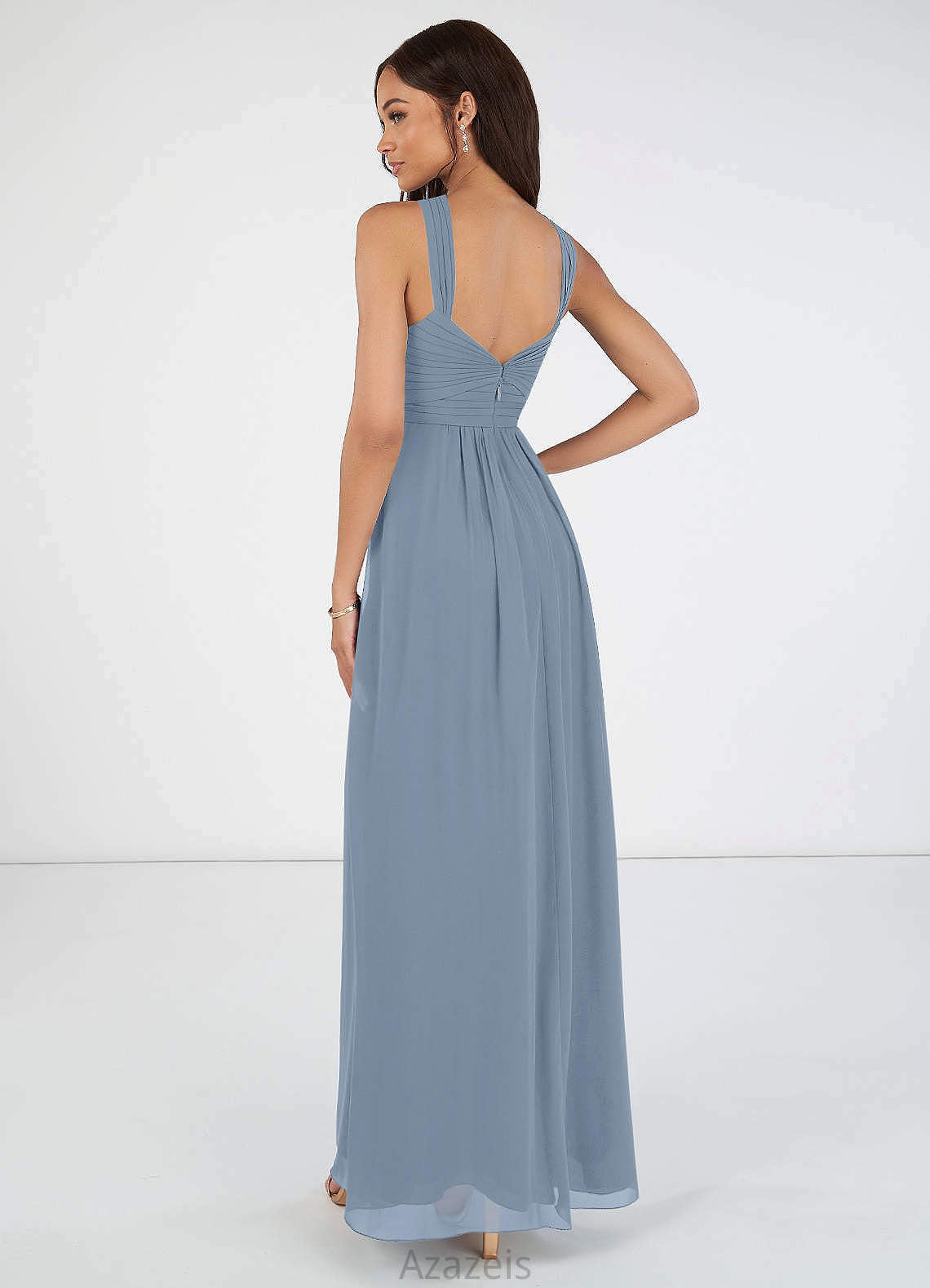Alisa Natural Waist A-Line/Princess Floor Length Sleeveless Scoop Bridesmaid Dresses