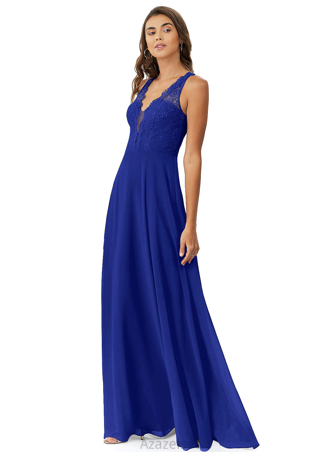 Gabriella V-Neck Natural Waist A-Line/Princess Sleeveless Floor Length Bridesmaid Dresses