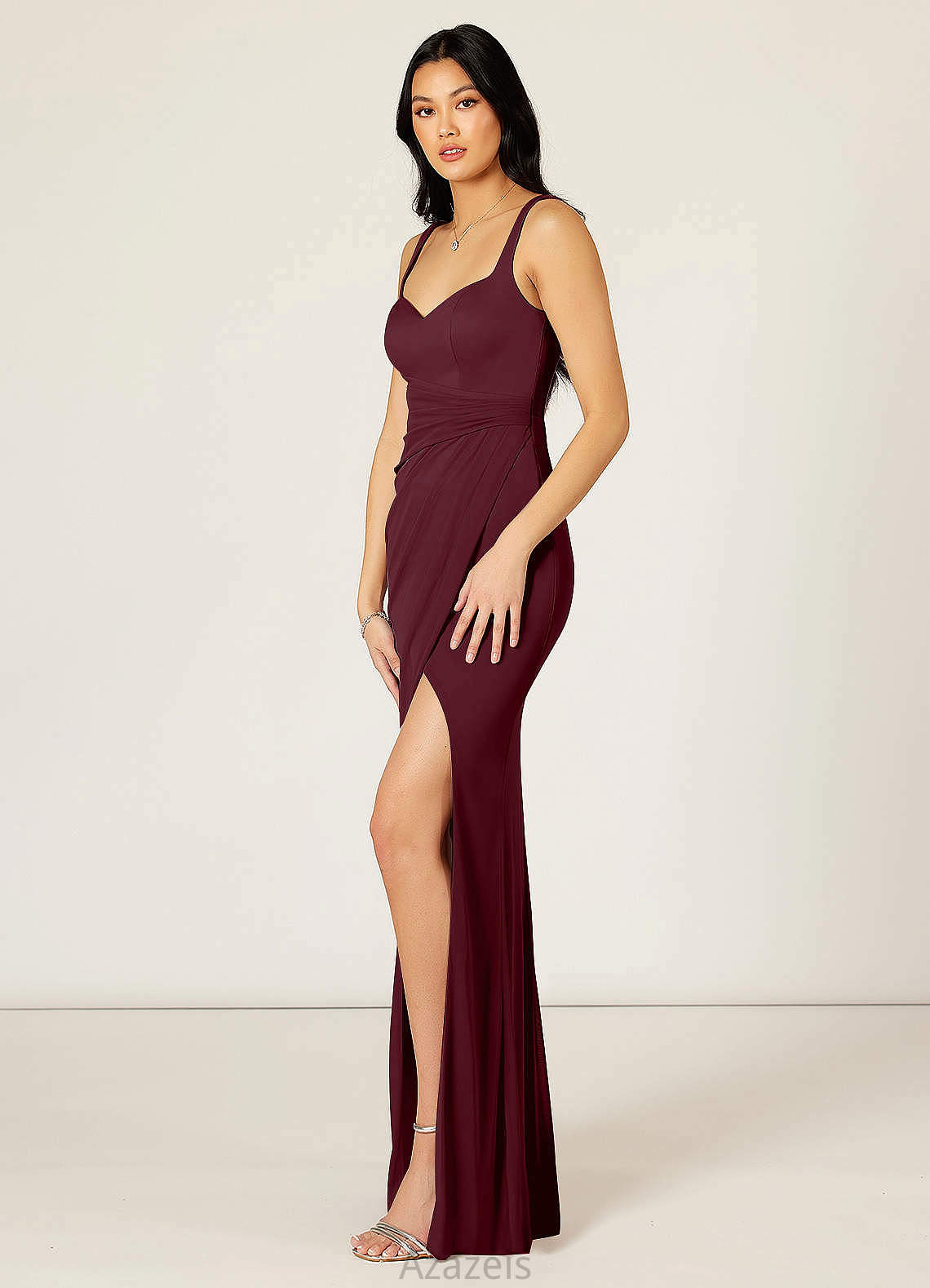 Cherish Natural Waist Sleeveless Floor Length Spaghetti Staps A-Line/Princess Bridesmaid Dresses