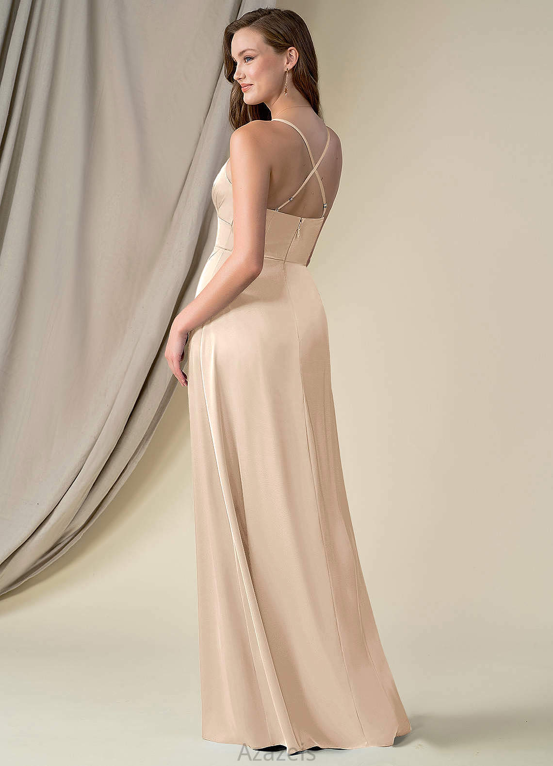 Reese Natural Waist A-Line/Princess Sleeveless Spaghetti Staps Floor Length Bridesmaid Dresses