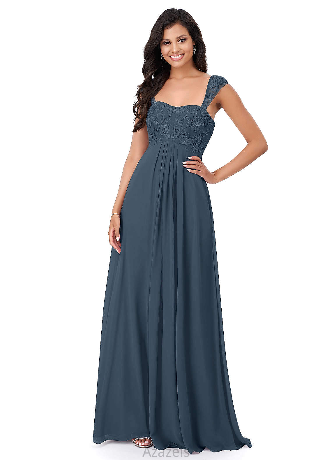 Toni Spaghetti Staps Floor Length A-Line/Princess Natural Waist Sleeveless Bridesmaid Dresses