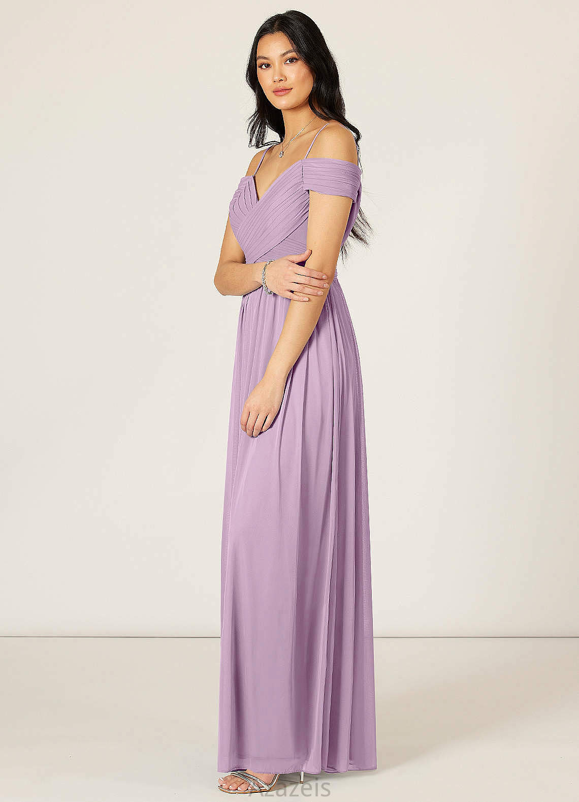 Lizeth Natural Waist V-Neck Sleeveless A-Line/Princess Floor Length Bridesmaid Dresses