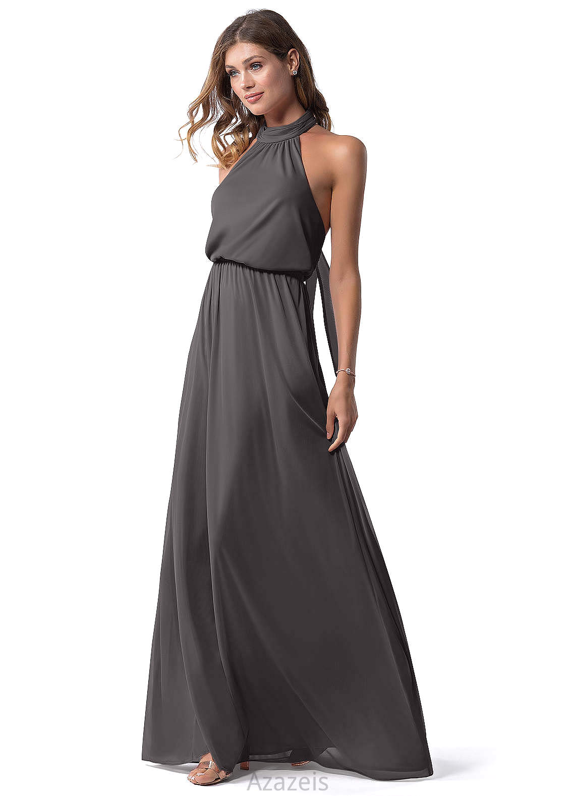 Addyson Floor Length V-Neck A-Line/Princess Natural Waist Sleeveless Bridesmaid Dresses
