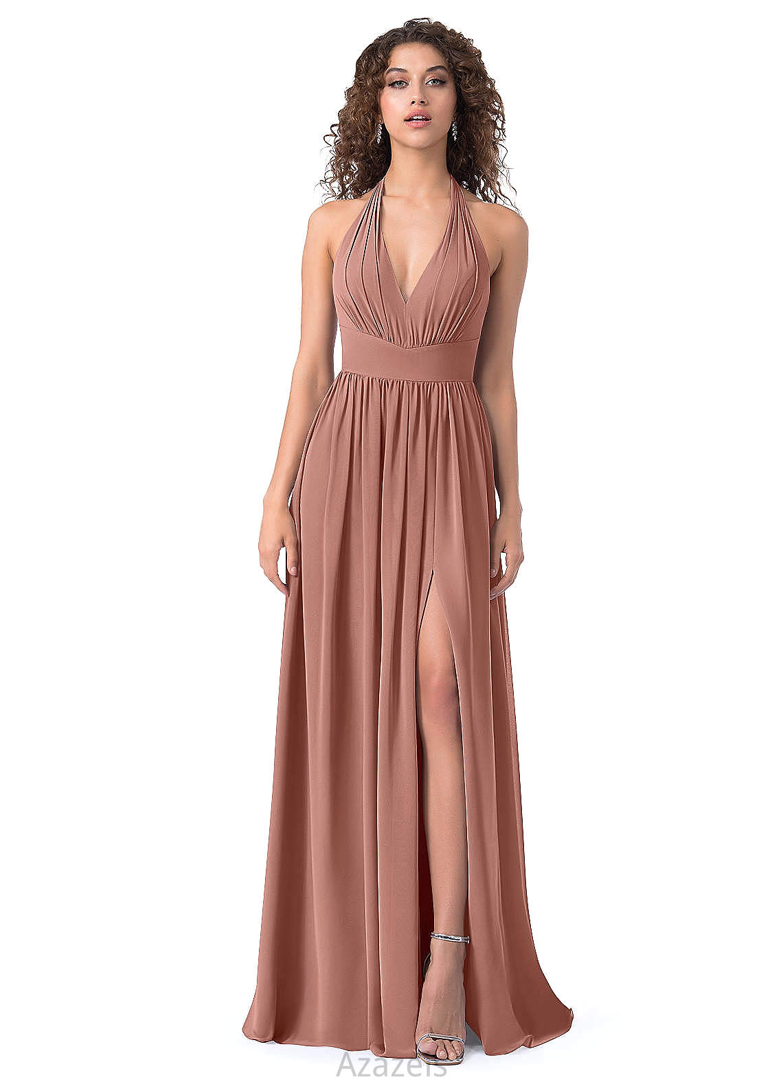 Avah Sleeveless V-Neck Natural Waist A-Line/Princess Floor Length Bridesmaid Dresses