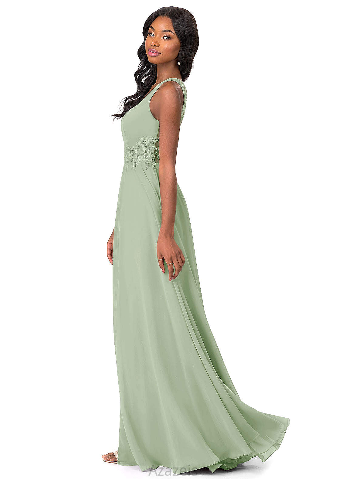 Karen Natural Waist Sheath/Column V-Neck Floor Length Sleeveless Spandex Bridesmaid Dresses