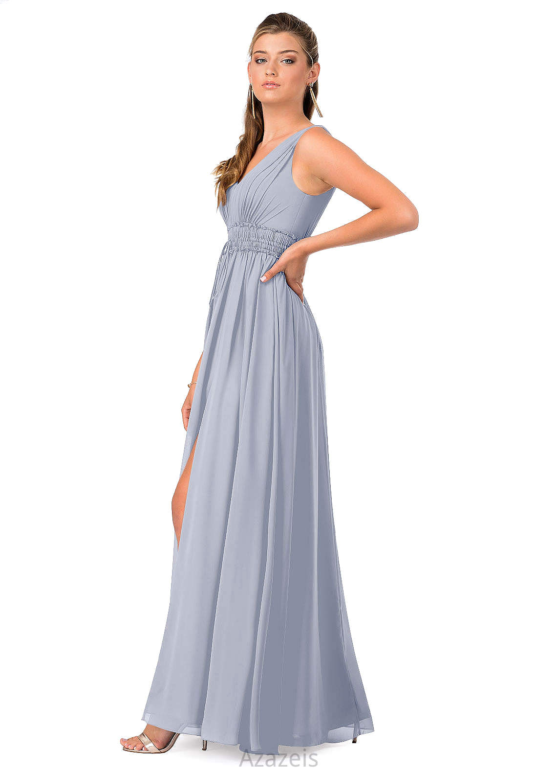 Nyla Sleeveless One Shoulder Natural Waist A-Line/Princess Floor Length Bridesmaid Dresses