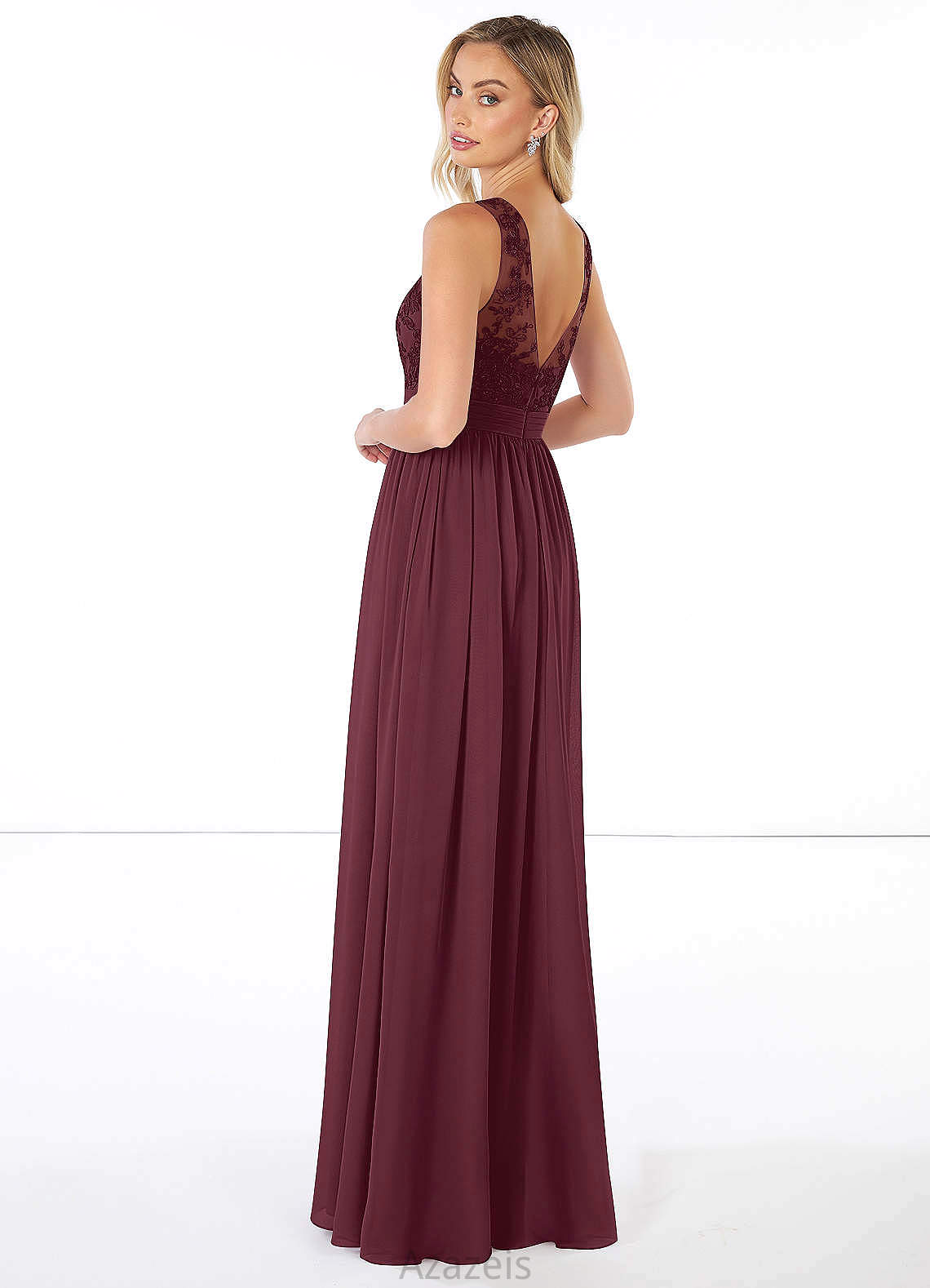 Cornelia Spaghetti Staps Natural Waist Floor Length Sleeveless Bridesmaid Dresses
