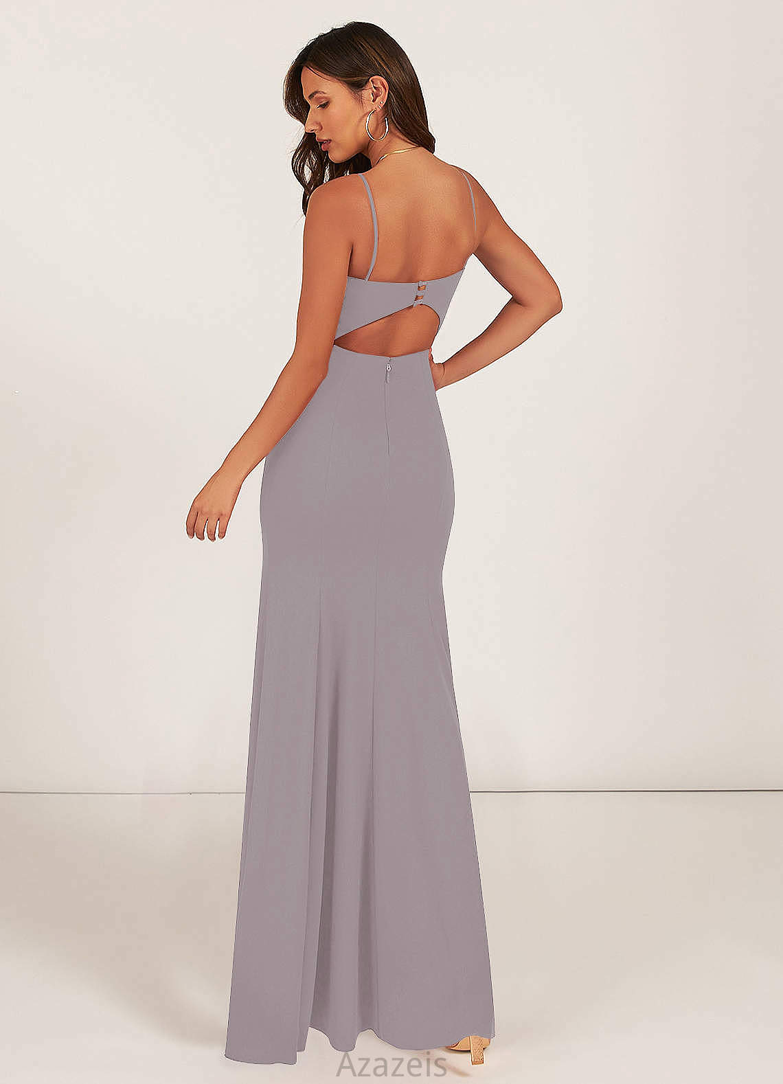 Lilian Floor Length A-Line/Princess Sleeveless Natural Waist V-Neck Bridesmaid Dresses