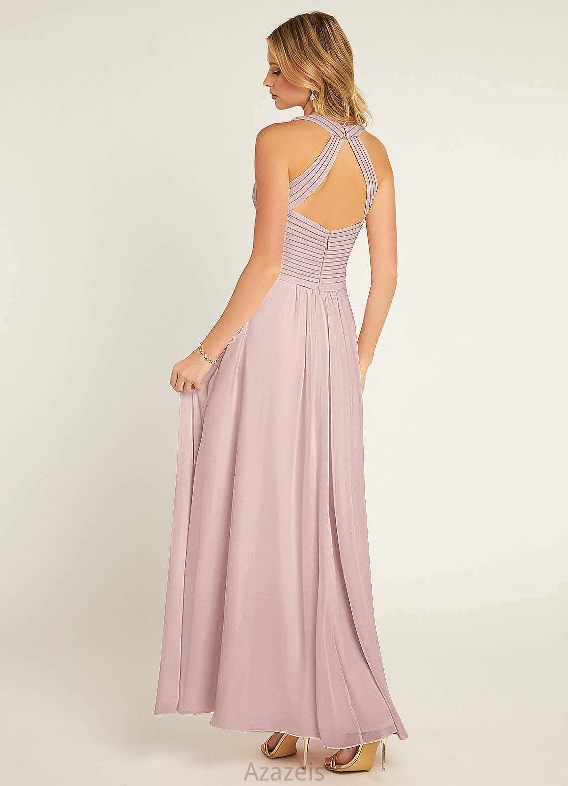 Yaritza Floor Length V-Neck Sleeveless A-Line/Princess Natural Waist Bridesmaid Dresses