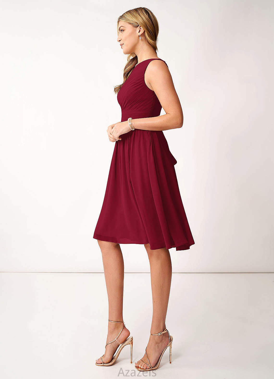Iris A-Line/Princess Spaghetti Staps Natural Waist Sleeveless Floor Length Bridesmaid Dresses