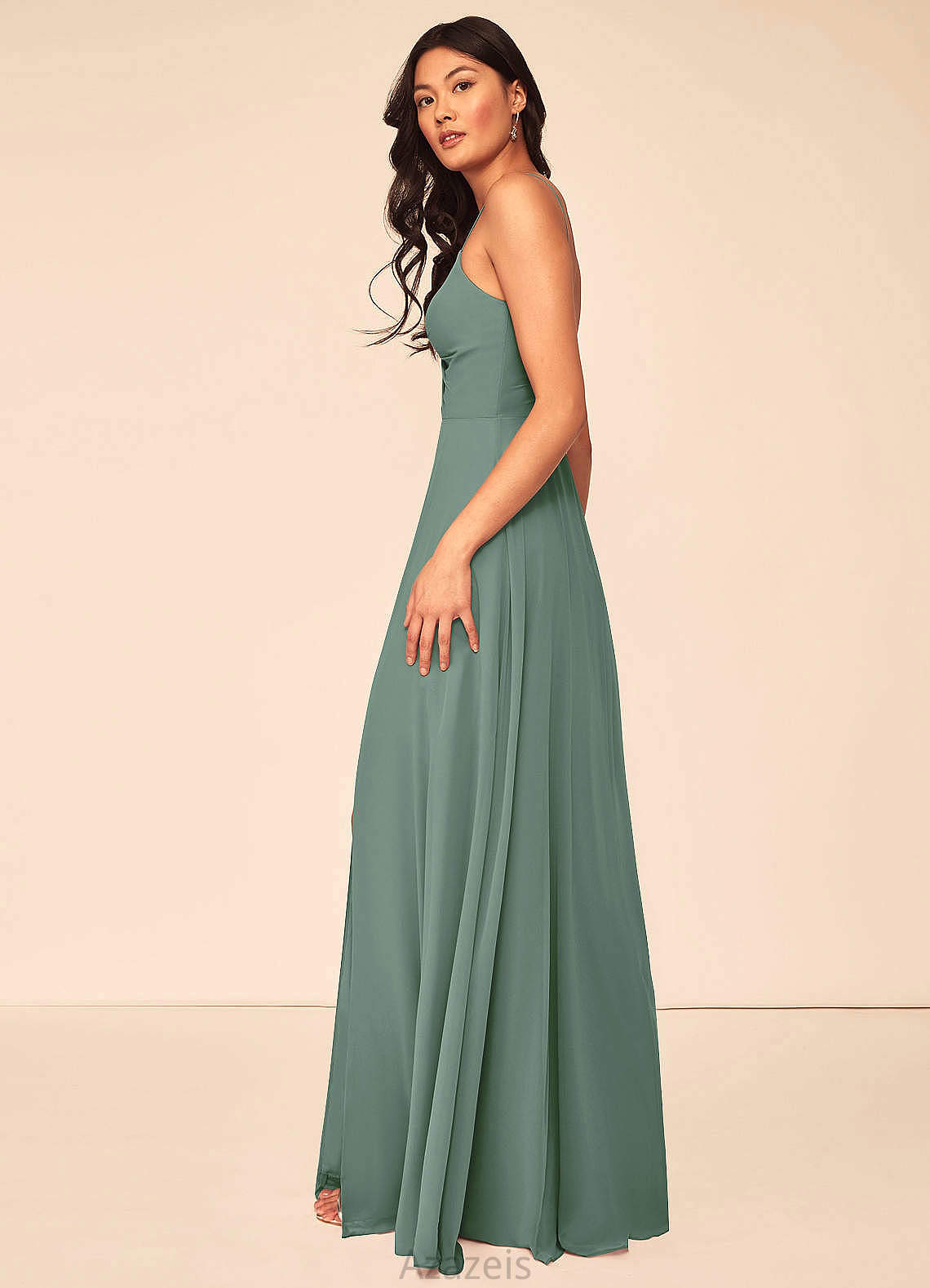 Madalynn Natural Waist Sleeveless Floor Length Straps A-Line/Princess Bridesmaid Dresses