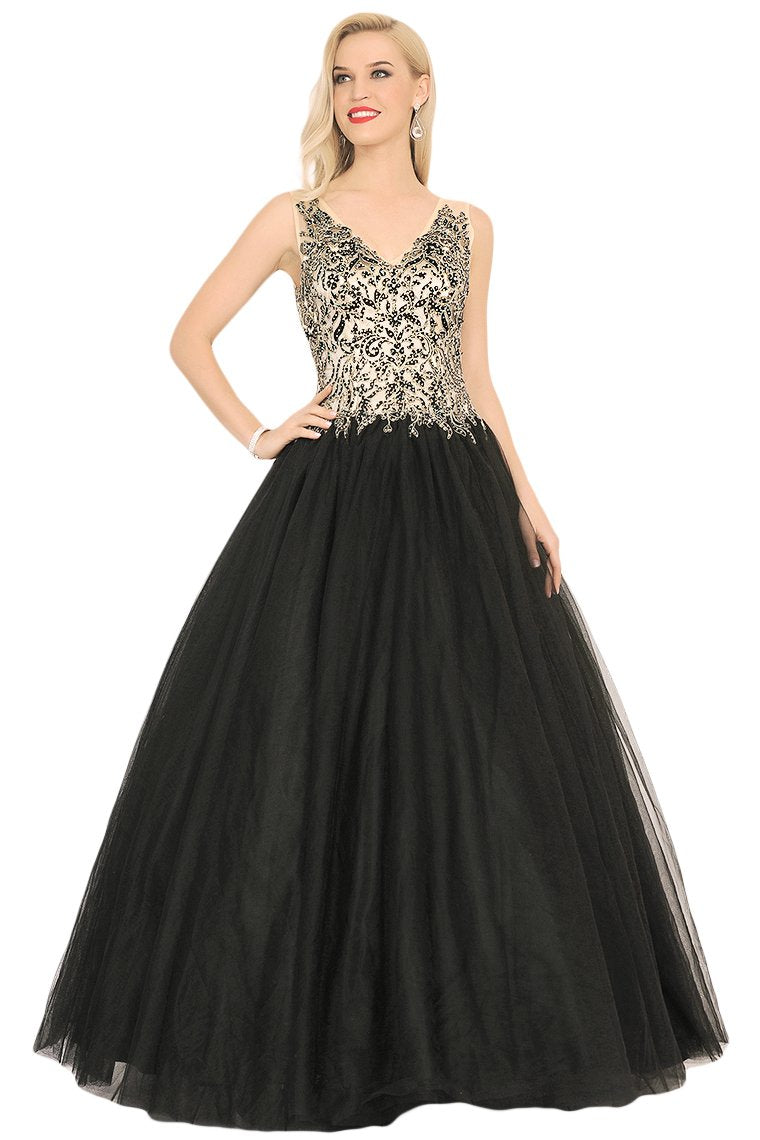 New Arrival Quinceanera Dresses V Neck Tulle With Beading&Appliques