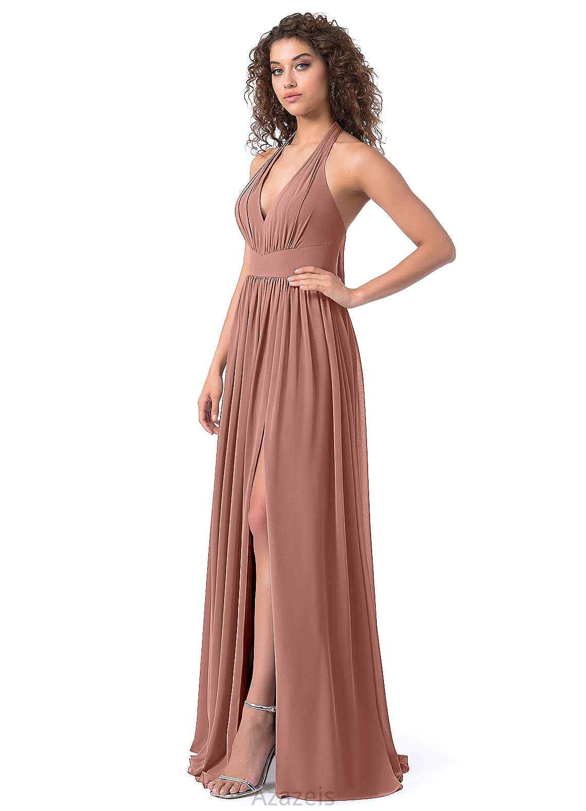 Avah Sleeveless V-Neck Natural Waist A-Line/Princess Floor Length Bridesmaid Dresses