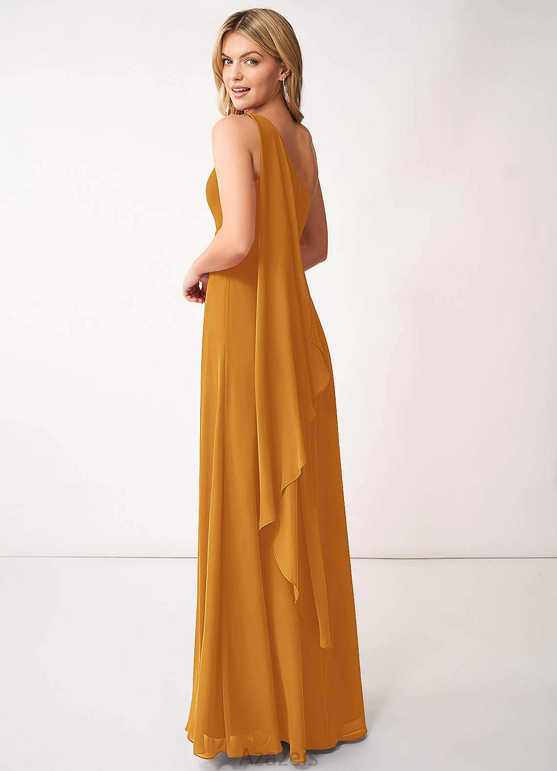 Abbey A-Line/Princess Floor Length One Shoulder Sleeveless Natural Waist Bridesmaid Dresses