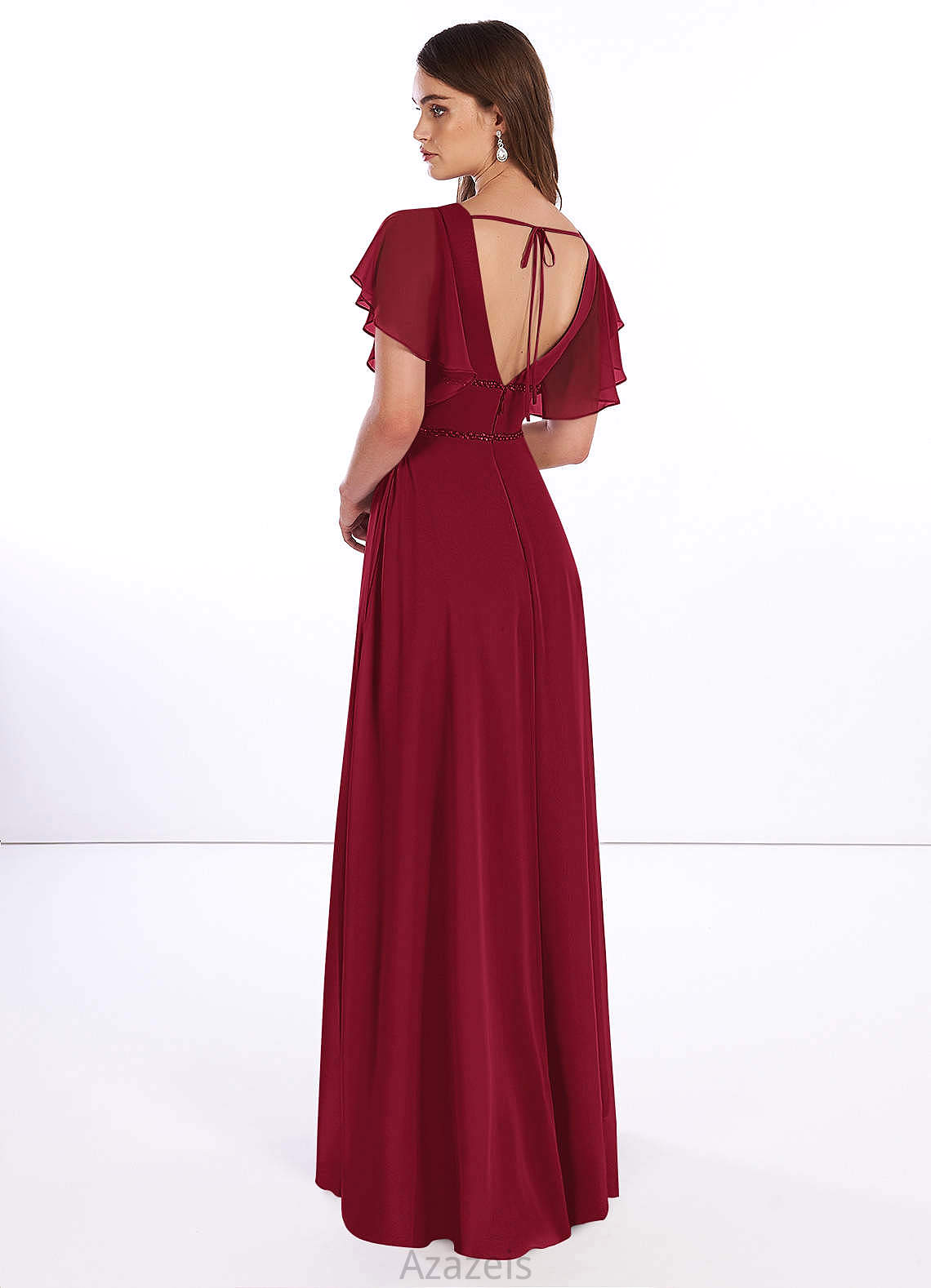 Gwendolyn Natural Waist Spaghetti Staps A-Line/Princess Sleeveless Floor Length Bridesmaid Dresses