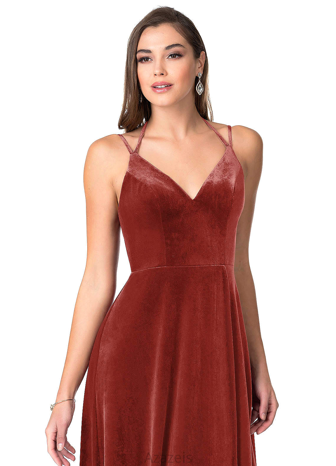 Miriam Spaghetti Staps Natural Waist A-Line/Princess Floor Length Sleeveless Bridesmaid Dresses