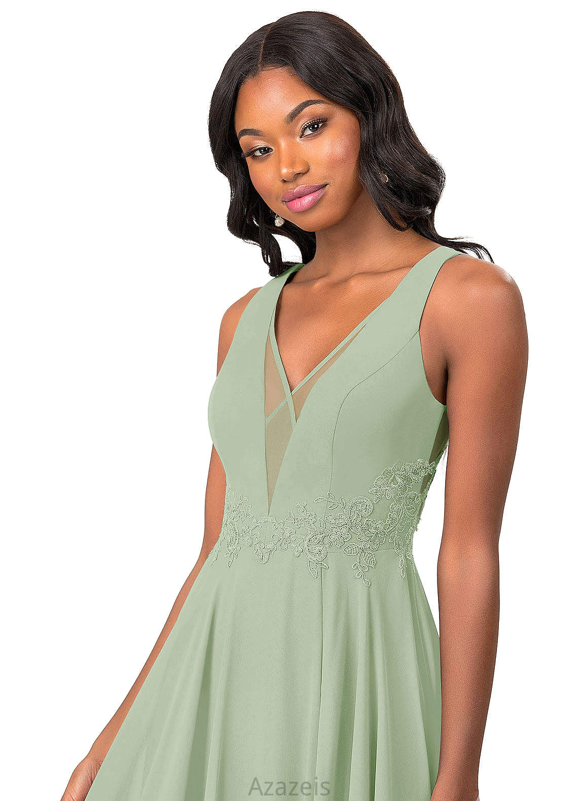 Karen Natural Waist Sheath/Column V-Neck Floor Length Sleeveless Spandex Bridesmaid Dresses