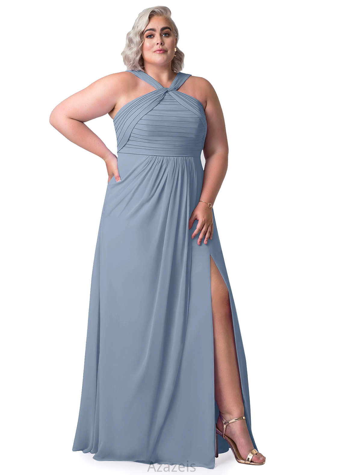 Alisa Natural Waist A-Line/Princess Floor Length Sleeveless Scoop Bridesmaid Dresses