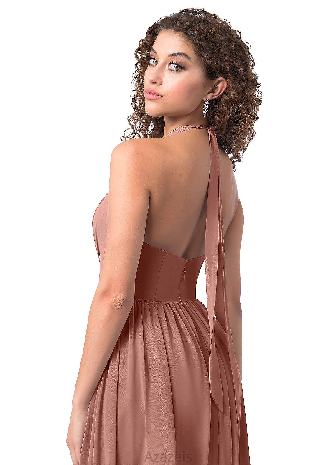 Avah Sleeveless V-Neck Natural Waist A-Line/Princess Floor Length Bridesmaid Dresses