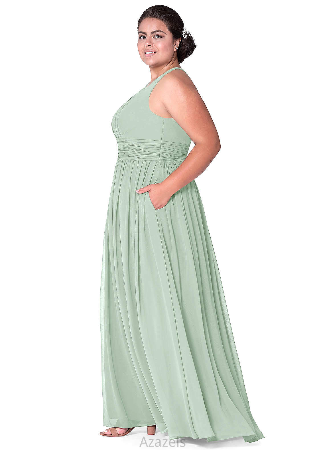 Livia Sleeveless Natural Waist A-Line/Princess Floor Length One Shoulder Bridesmaid Dresses