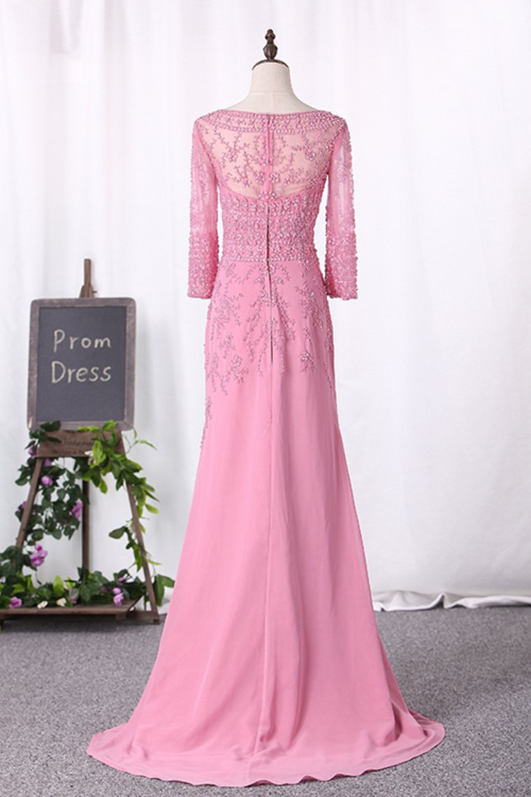 2024 Chiffon Scoop Beaded Bodice Mermaid Mother Of The Bride Dresses