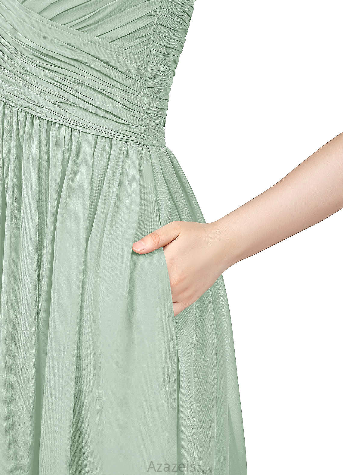 Aliana Sleeveless A-Line/Princess Natural Waist V-Neck Floor Length Bridesmaid Dresses