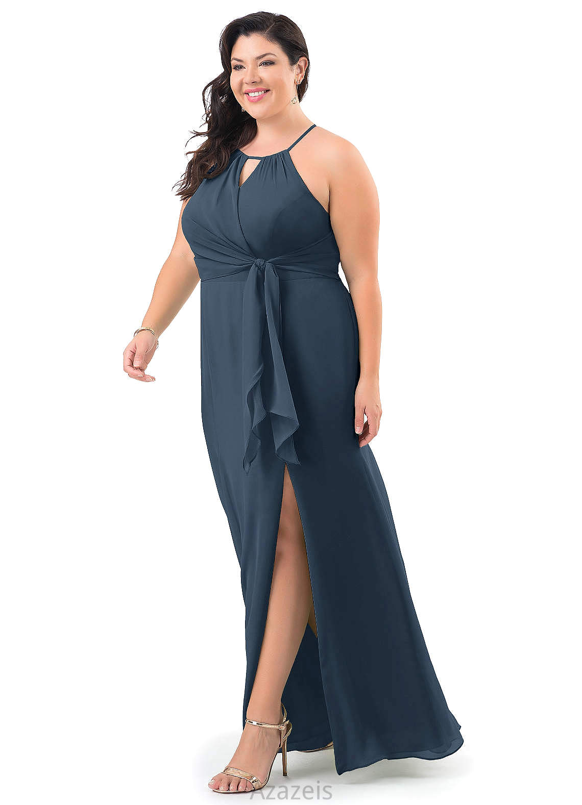 Adrienne Short Sleeves V-Neck A-Line/Princess Floor Length Natural Waist Bridesmaid Dresses