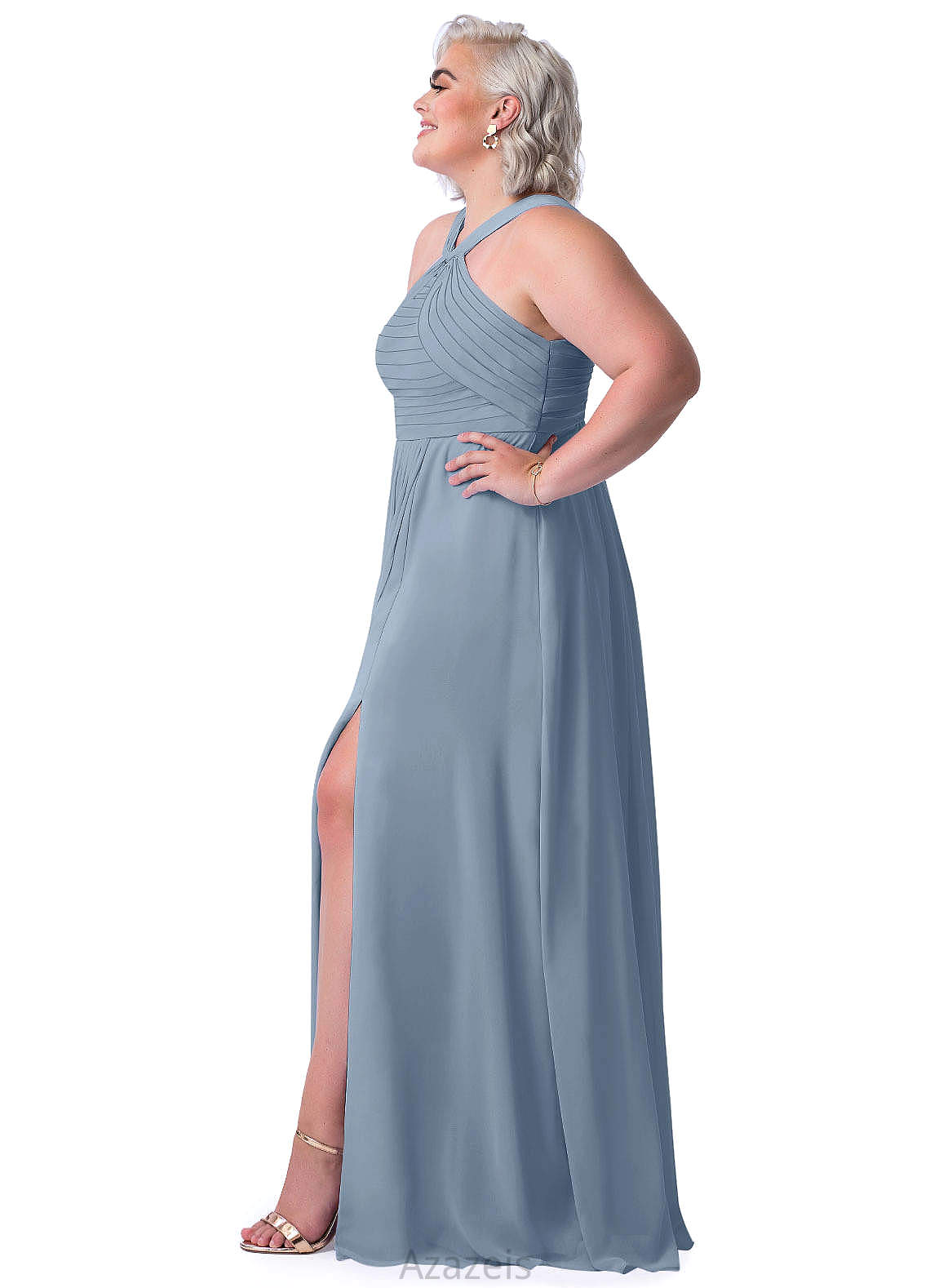 Alisa Natural Waist A-Line/Princess Floor Length Sleeveless Scoop Bridesmaid Dresses