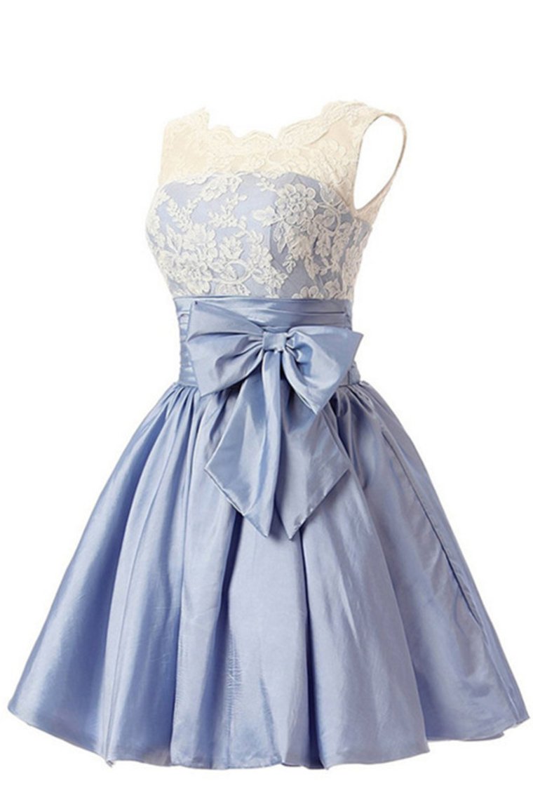 Scoop With Applique And Bow Knot Taffeta A Line Cocktail Dresses
