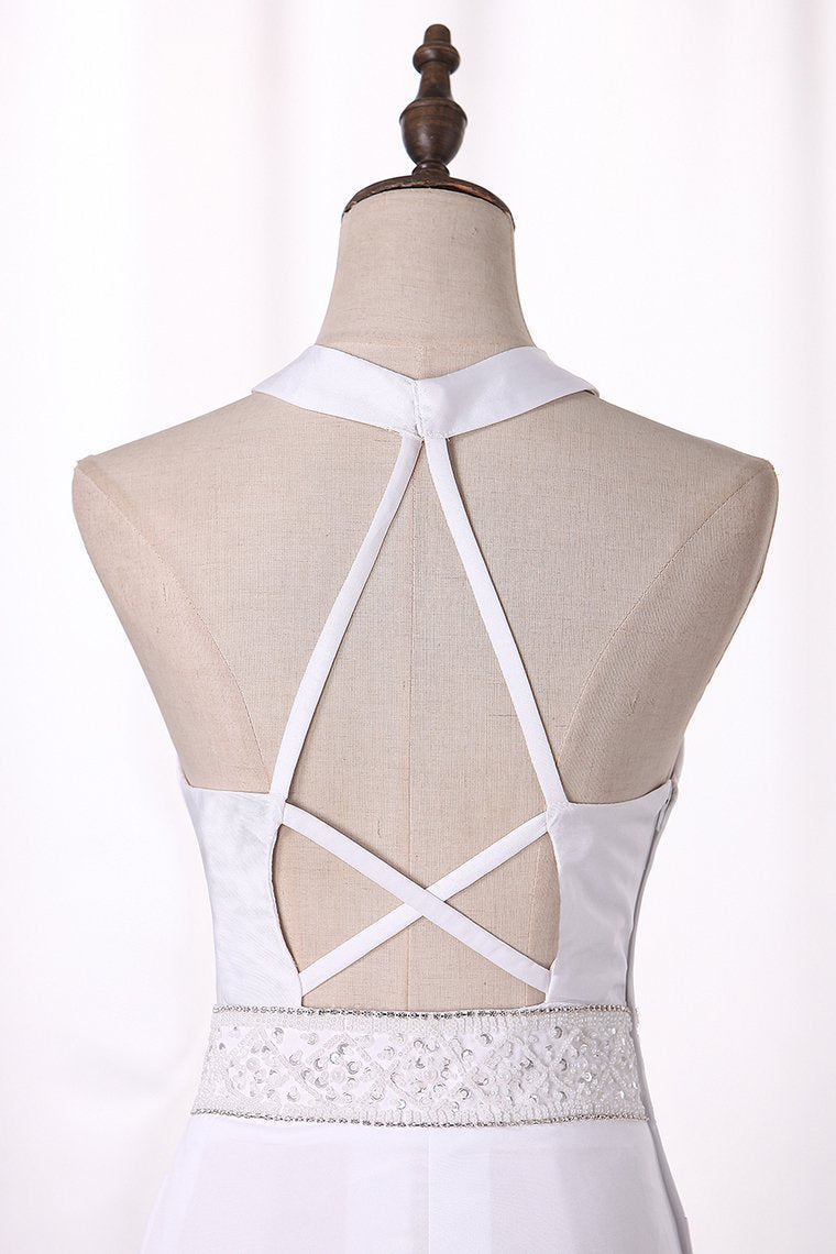 2024 New Arrival Halter Open Back Cocktail Dresses Spandex With Beading
