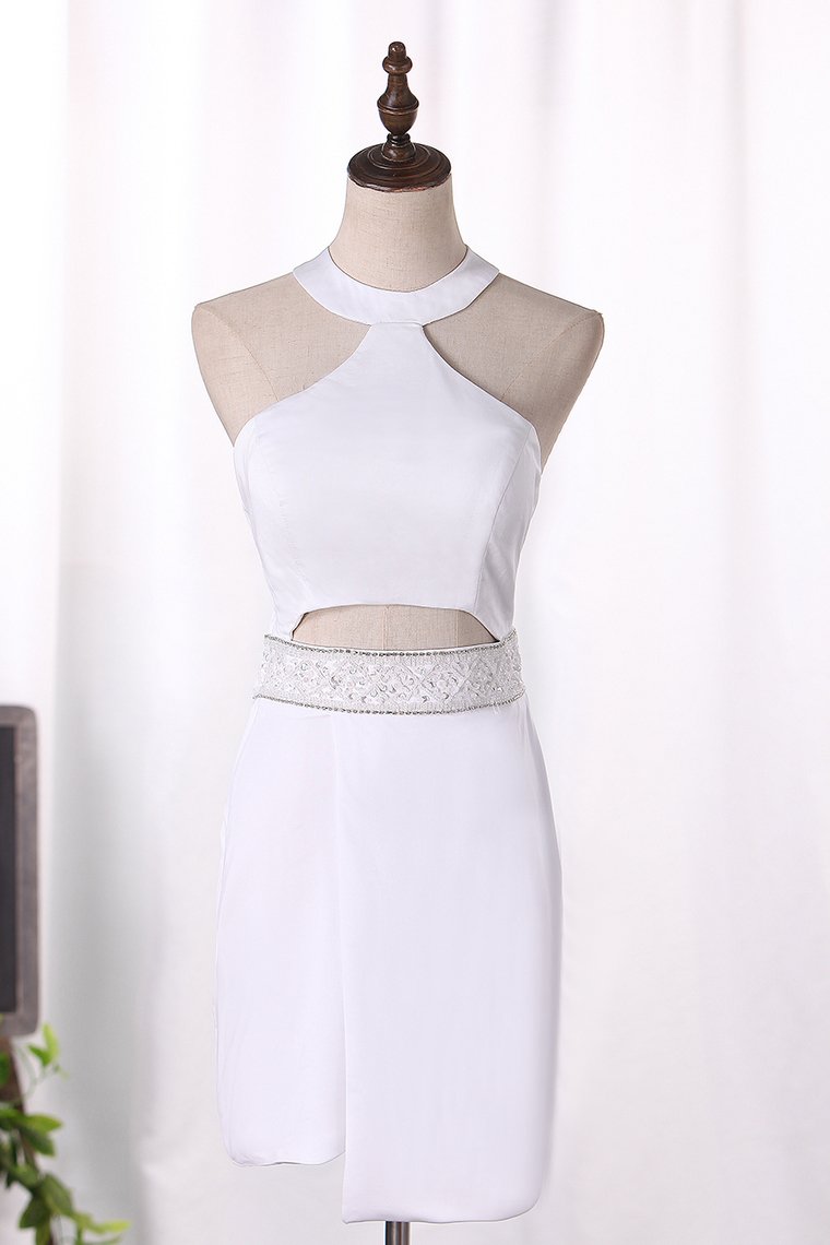 2024 New Arrival Halter Open Back Cocktail Dresses Spandex With Beading