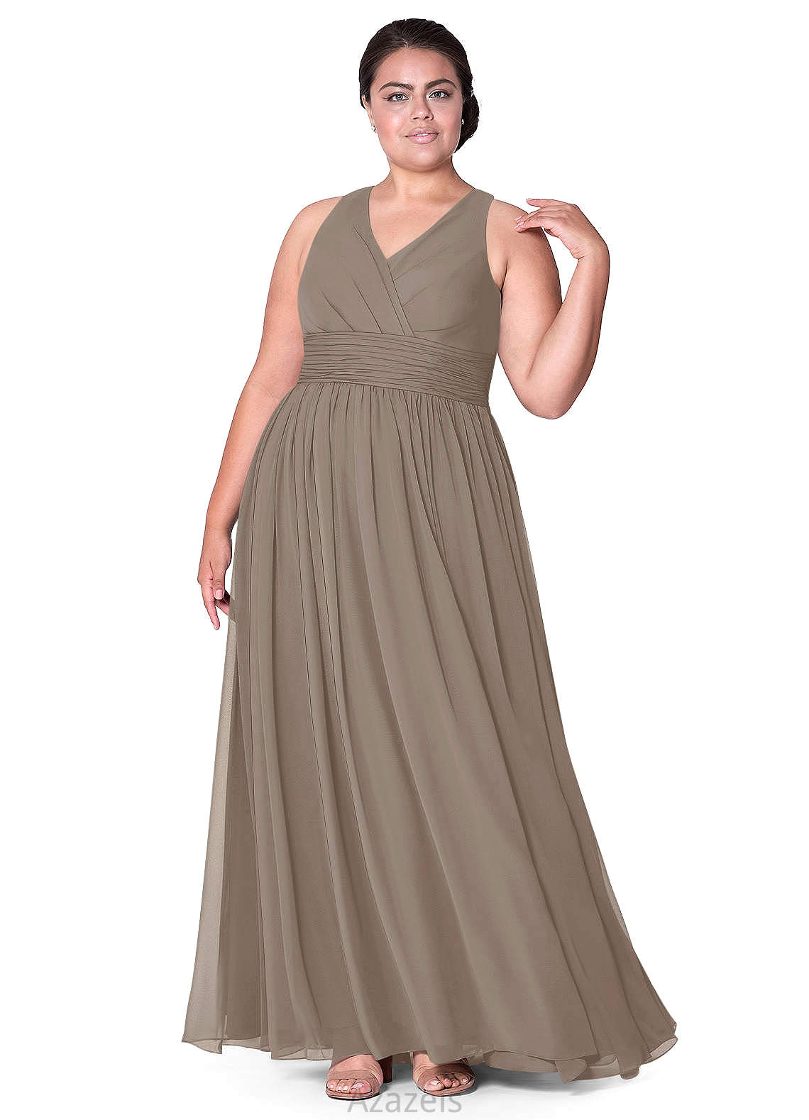 Emma V-Neck A-Line/Princess Natural Waist Floor Length Bridesmaid Dresses