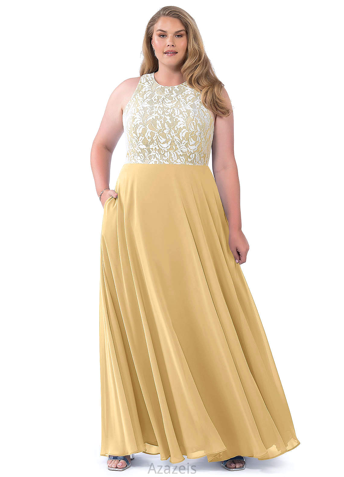 Elisa Natural Waist Floor Length A-Line/Princess V-Neck Sleeveless Bridesmaid Dresses