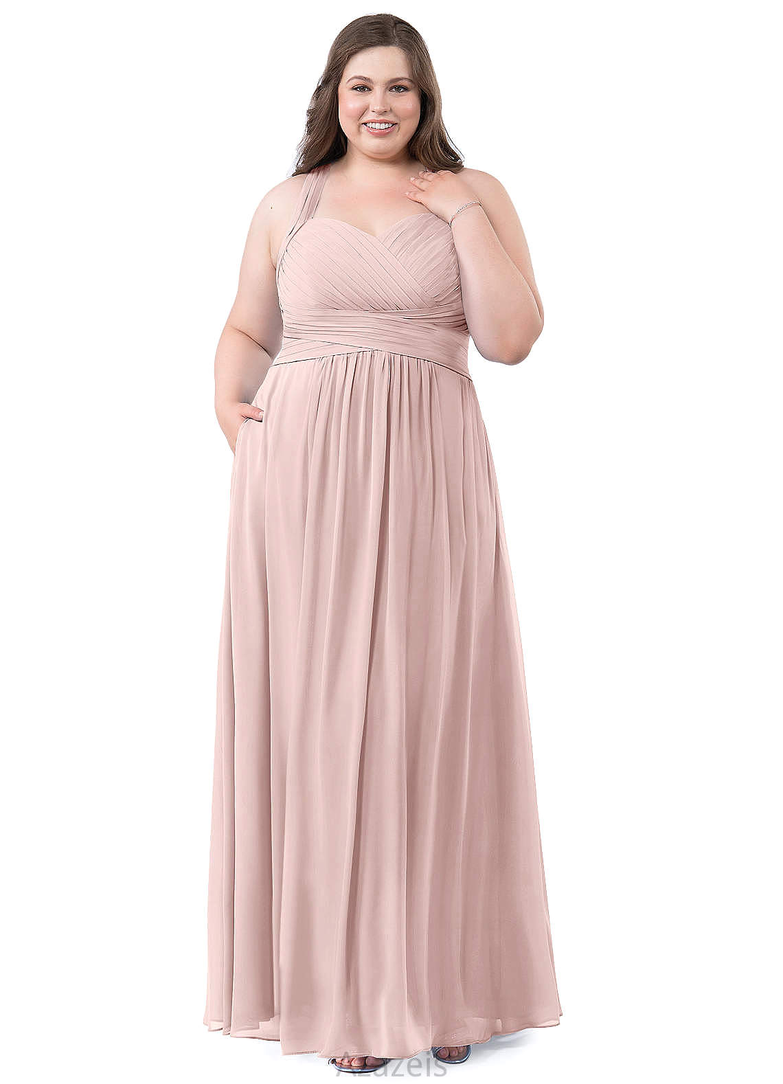 Yaritza Floor Length V-Neck Sleeveless A-Line/Princess Natural Waist Bridesmaid Dresses