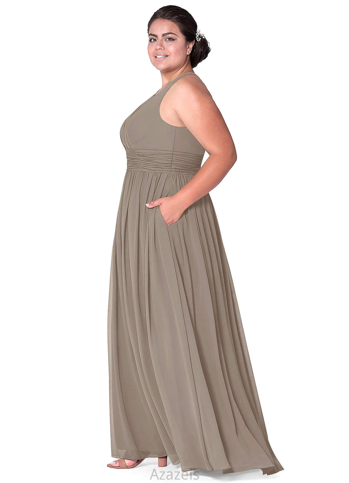Emma V-Neck A-Line/Princess Natural Waist Floor Length Bridesmaid Dresses