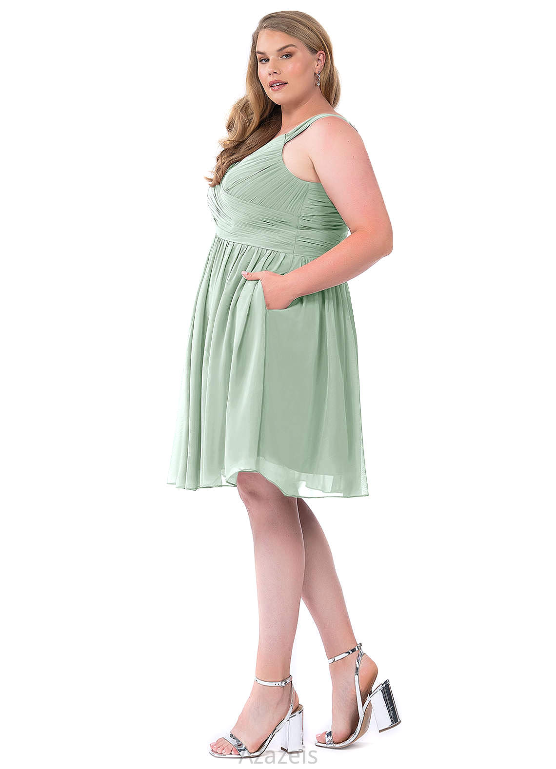 Aliana Sleeveless A-Line/Princess Natural Waist V-Neck Floor Length Bridesmaid Dresses